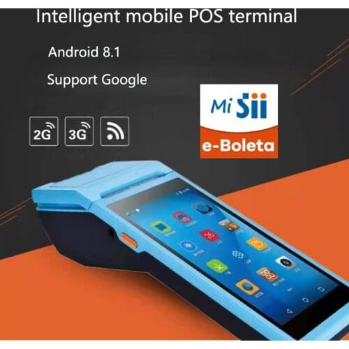Hand-held POS Terminal Android 8.1 PDA with Bluetooth Hot Receipt Printer 3G WiFi Mobile Order POS Terminal