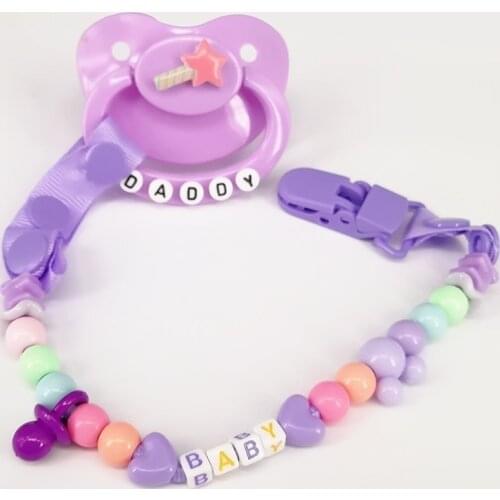 Ddlg Adult Baby Pacifier Large Size with Clip Chain Adult Pacifier ABDL Dddy Dummy Little Girl Pacifier Clip Holder adult paci