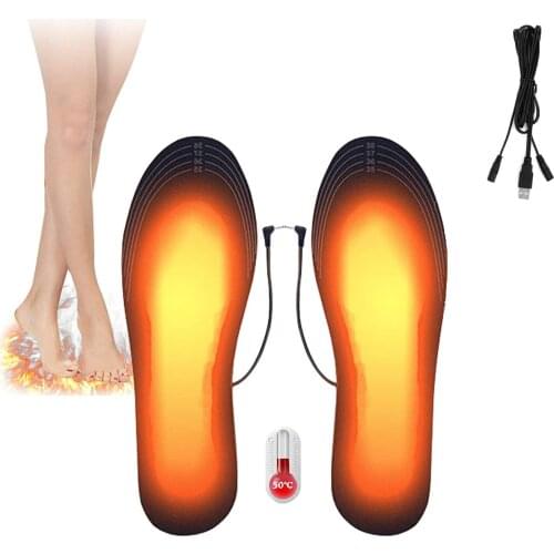 USB Heated Insoles Foot Warmer Insoles Electric Heated Insoles Warm Socks Feet Heater Outdoor Sports Heating Insoles For Hiking