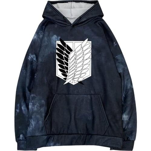 Anime Attack On Titan Hoodies Pullover Hooded Sweatshirt Mens Long Sleeve Clothing Tie-dye Hoodie Pullover