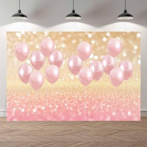 Thin vinyl luxury balloon girl bokeh glitter Birthday Party BackgroundsPrinted Professional Indoor Photographic studio Backdrop