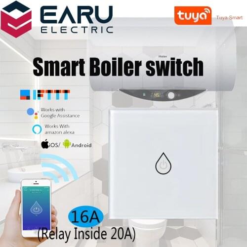 EU WiFi Smart Timer Glass Panel Wall Boiler Switch Water Heater Switch Smart Life Tuya Voice Remote Control Alexa Google Home
