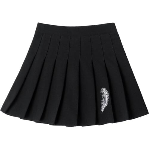 2020 Elastic Waist Skirt a-Line Medieval Skirt Retro Skirt New Womens Skirt Feather Embroidered High Waist Pleated Skirt