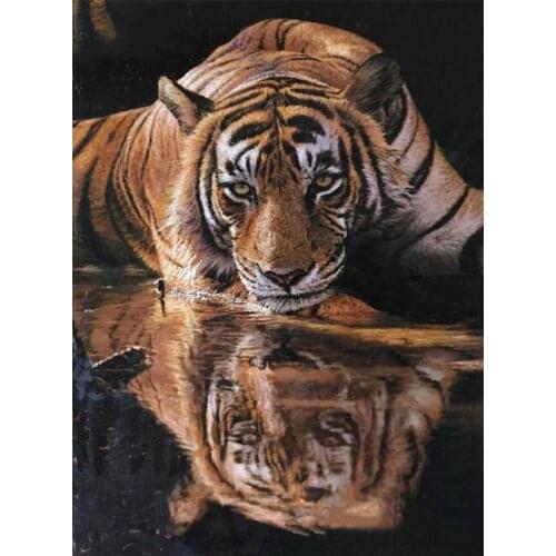 Yujohom 5D Diy Diamond Painting By Number Full Drill Tiger Shadow Square Embroidery Wild Animals Diamond Mazayka Wall Decoration