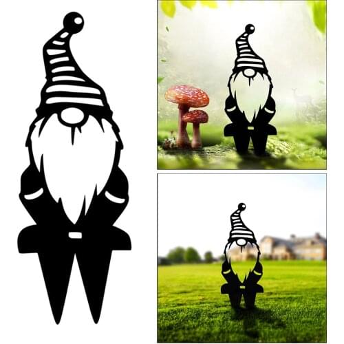 Iron Ground Plug Garden Dwarf Branch Gnomes Plug-in Standing Decoration Art