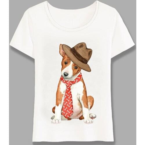 Summer Women T-Shirt Basenji Dog Dad Prints T-Shirt Funny Dog Design Female Tops Fashion Ladies Casual Tee Harajuku streetwear