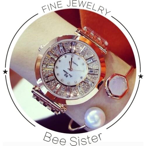 2017 NewArrival Famous Brand Shinning Diamond Bling Silver Watch Women Luxury Austrian Crystals Watch Rhinestone Bangle Bracelet