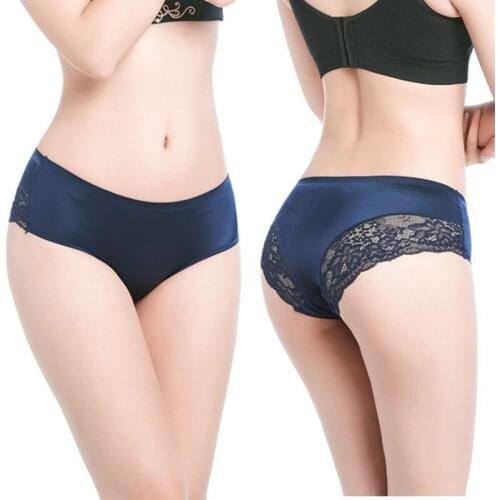 2Pcs Women Panties Silk Lace Seamless Underwear M-2XL Comfortable Smooth Briefs Lady Underpants Sexy 6 Colors Lingerie