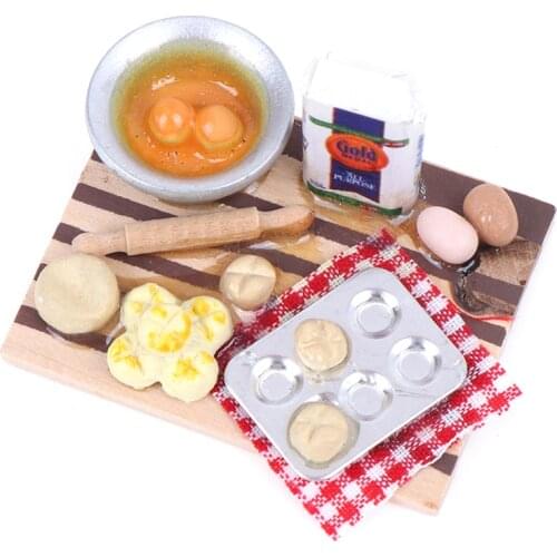 1Set 5*4cm Colorful Kitchen Food Eggs Milk Bread on Board for Kids Role Play Game Tableware Cookware 1/12 Dollhouse Miniature