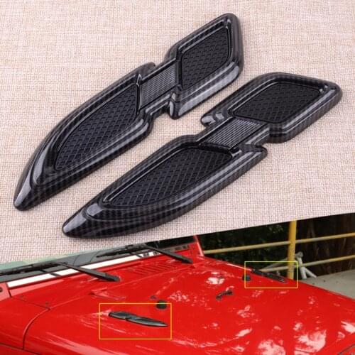 1 Pair Car Carbon Fiber Style Hood Side Air Outlet Vent Fender Covers Fit For Jeep Wrangler JK JL 2011-2020 2010 2009 2008 2007