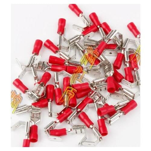 10x Insulated 6.3mm Red Spade Piggyback Crimp Terminals for Electrical Feed or Splice