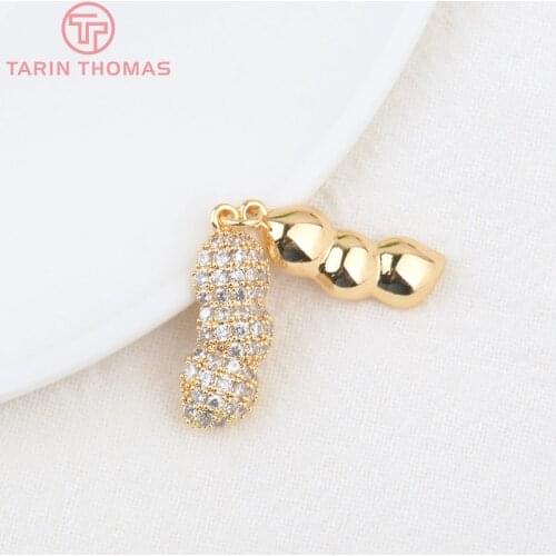 2 Sets 8.5x21MM Hole 1MM 24K Gold Color with Zircon Pod Pendants Charms High Quality DIY Jewelry Making Findings Accessories