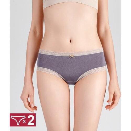 Sexy Lace 2Pcs Women Panties Seamless Underwear Cute Bow Underpants Girls Briefs Traceless Linger Female Low-Rise Intimates