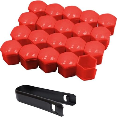 20pcs 19mm Wheel Nut Bolt Head Cover Cap Protective Bolt Caps Dust Proof Cover Auto Exterior Decoration Protecting Bolt Rims Red