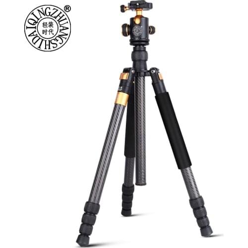 2018 Multi-function Q1088C portable 2 in 1 Carbon fiber digital DSLR camera tripod monopod with 360 degree panoramic ball head
