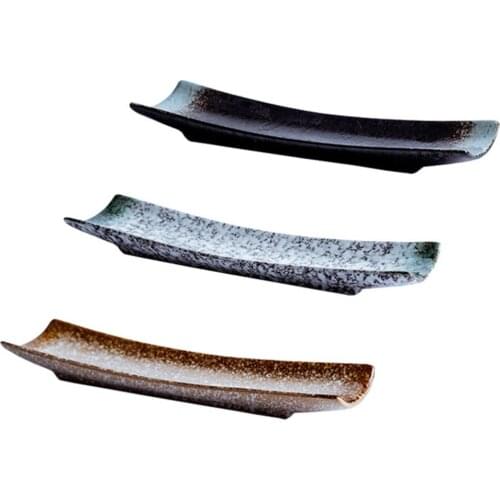 3pcs Japanese Style Ceramics Sushi Plate Rectangular Dish Snack Tray Serving Dish Tableware for Home Restaurant
