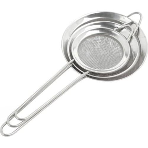 3pcs/set Stainless Steel Kitchen Flour Handheld Screen Mesh Strainer Flour Sieve Oil Strainer Colander Kitchen Tools