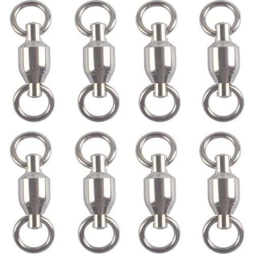 3Pcs Heavy Duty Ball Bearing Barrel Fishing Rolling Swivel Stainless Steel Connector Solid Ring