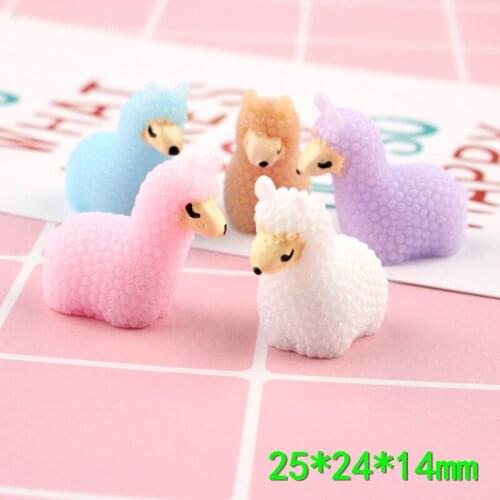 4PCS Lovely Resin Sheep Alpaca Cute Mini Doll House Accessory Home Decoration Garden Miniatures DIY Accessories