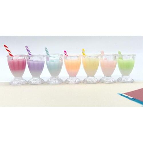 5Pcs 1:12 Dollhouse Miniature Milk Tea Cups Doll House Food Drinks Decoration Accessories Simulation Toy