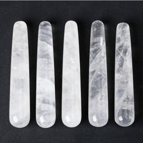 Natural Rock Crystal Quartz Gua Sha Scraping Massage Tool, Massage Wand for Acupuncture Therapy Point Treatment - Clear Quartz