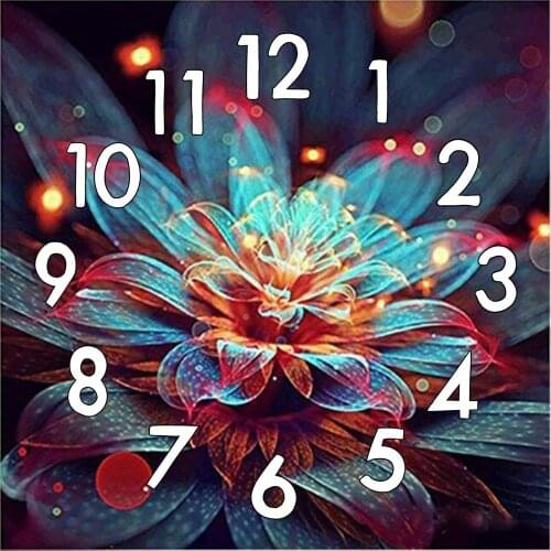 Dpsupr 5D Diamond Painting Cross Stitch With Clock Mechanism Full Square/Round Diamond Embroidery Mosaic Lotus Flower Home HK134