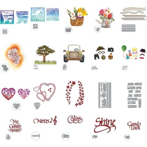 English Words Sentiments Heart Star Dot Edge Birthday Formal Dress Flower Basket Tree Natural Scene DIY Craft Cards 2020 New