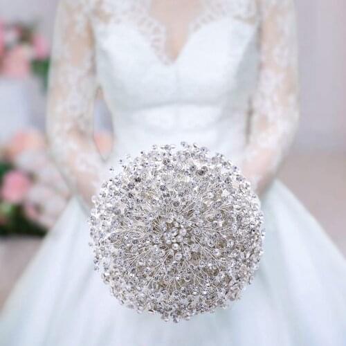 Sparkle Diamond Wedding Bouquet for Brides Flower Bouquet Silver Rhinestone Bouquet Marriage Accessories Bridal Bouquet Flower