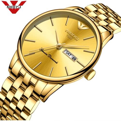 NIBOSI Mens Watches Top Brand Luxury Business Quartz Gold Watch Men Full Steel Fashion Waterproof Sport Clock Relogio Masculino
