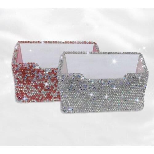 Shiny Crystal Diamond Card Case Business Card Holder Women Credit Passport ID Card Office Company Hotel Front Desk Storage Box