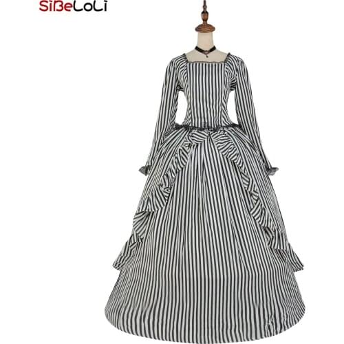 Civil War Gone with the Wind Mary Poppins Black Striped Gothic Victorian Dress Theater Costume