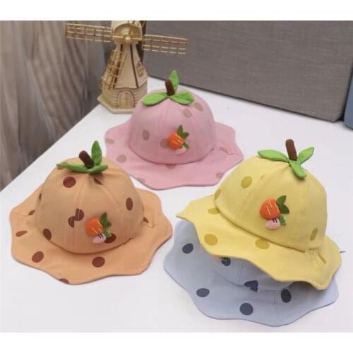 Baby pot caps isherman bucket hat carrot decoration baby hat spring summer new children sun hat