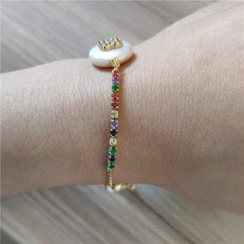 Unisex Couple Jewelry Mix Cz Initial 26 Alphabet Letters Name Charm Natural Pearl Bead Link Bracelets For Women Wedding Birthday