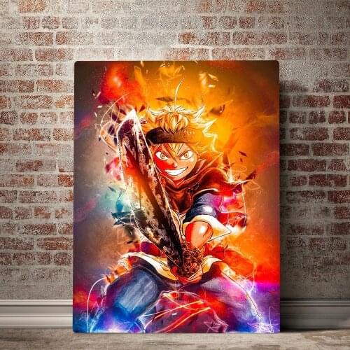 Home Decoration Black Clover Canvas Painting Hd Prints Anime Dark Sword Fire Pictures Wall Art Modular Bedside Background Poster