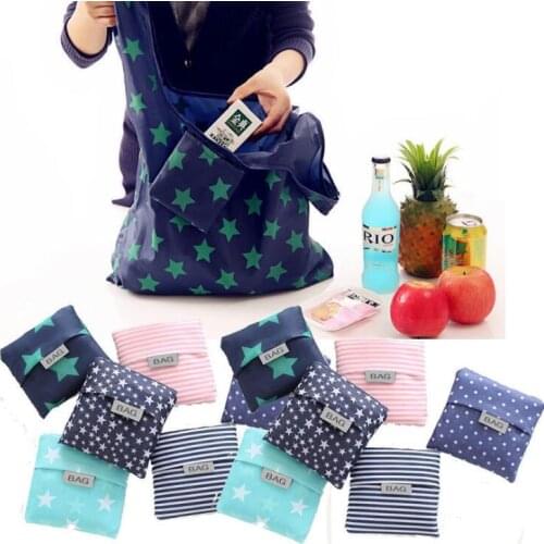 Eco Friendly Storage Handbag Foldable Usable Shopping Bags Reusable portable Grocery Nylon Large Bag LX1233