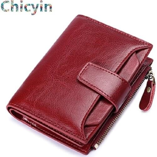 Famous Brand Short Cow Leather Ladies Wallets Zipper Pocket Kashelek Preppy Style Small 3 Folding Women Wallets