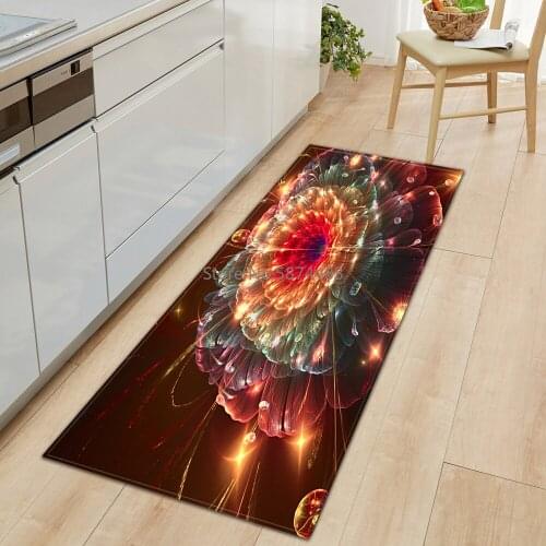 Kitchen Carpet Bedroom Living Room Hallway Floor Rug Home Anti-slip Entrance Doormat 3D Flowers Pattern Decorations Bedside Mat