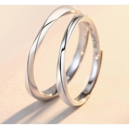 Minimalist Couple Rings Fashion Twist S92 5 Silvery Adjustable Size Jewelry For Men Women Wedding Pair Of Rings New Year Gift