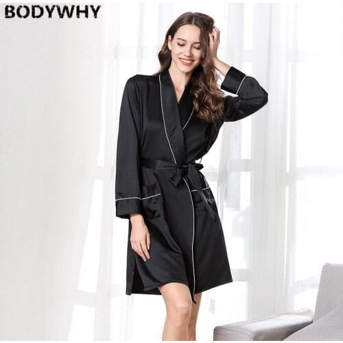 Summer New Female Pajamas Nightgown Solid Color Sexy Bathrobe Home Clothing Silk Robes for Women