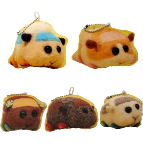 New Guinea pui pui Pig Plush Key Chain Toys Bag Pendant Plush Toy Key Ring Dolls Animal Shaped Pendant Guinea Pig round keychain