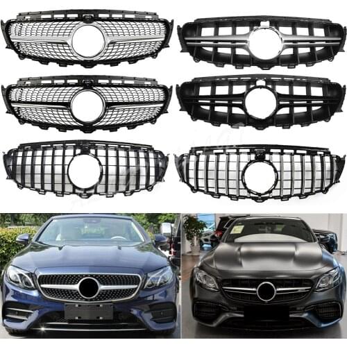 Car Front Racing Grill Billet Bumper Grille Upper Cover For Mercedes-Benz W213 E-Class 2016 2017 2018 2019 Diamond GTR AMG