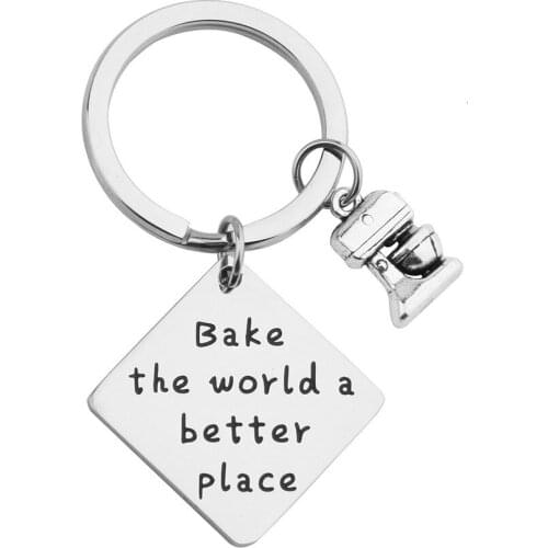 Gift For Baker Bake The World A Better Place Culinary Student Gifts Bake Lover Keychain Gift