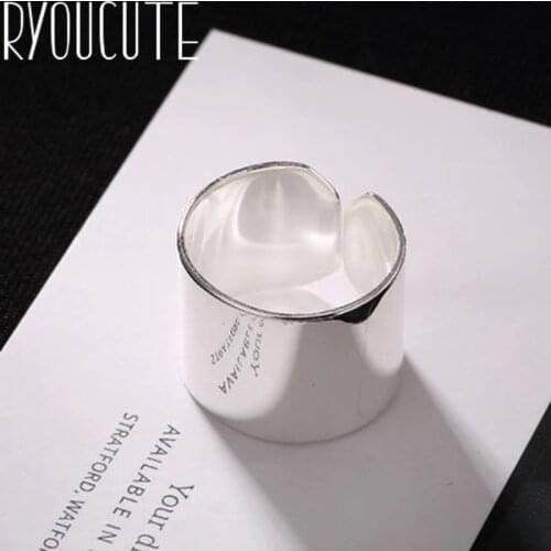 Simple Style Real Silver Color Big Smooth Rings for Women Gifts Wedding Jewelry Large Antique Finger Rings Anelli