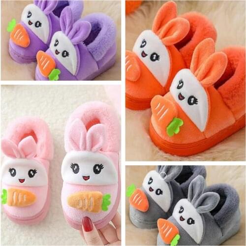 Baby Slippers Toddler Bedroom Shoes For Kids Boys Indoor Shoes Cartoon Rabbit Girls Slides Cotton Flip Flops Warm Winter House