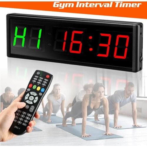 Interval Timer Count Down/Up Clock 1.5" 6 Digits LED Gym Timer Stopwatch with Remote for Home Gym Fitness Workouts