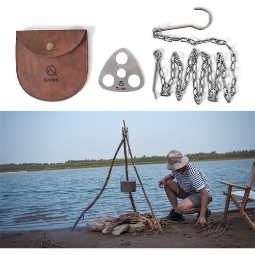 Outdoor multifunctional convenient tool Ring Portable stainless steel Camping Tripod Hanging Pot Bracket Barbecue Rack Hanger