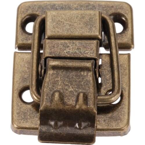 Vintage Metal Lock Hasp Antique Bronze Latch Clasp Toggle Buckle 30*36mm Jewelry Box Case Furniture Hardware Suitcase w/screws