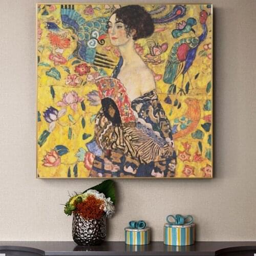 Famous Paintings Gustav Klimt Oil on Canvas Painting of Adele Bloch Golden Poster and Print Wall Art Pictures for Living Room