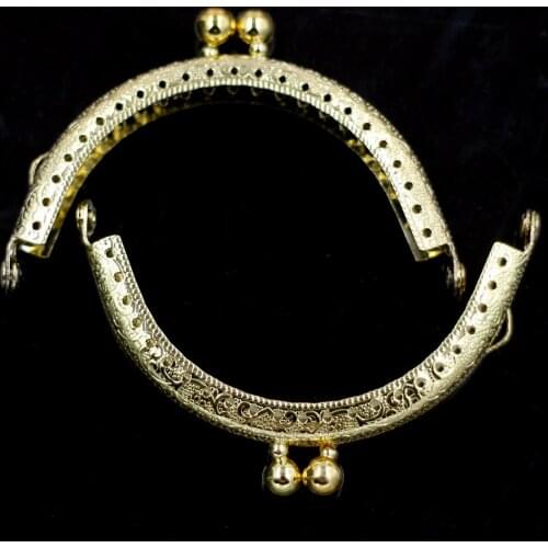 Gold/Bronze Tone 85mm Arch Metal Purse Frame Pattern Engraved Kiss Clasp Buckle Handle Double Ball Head DIY Luggage Bag Hardware