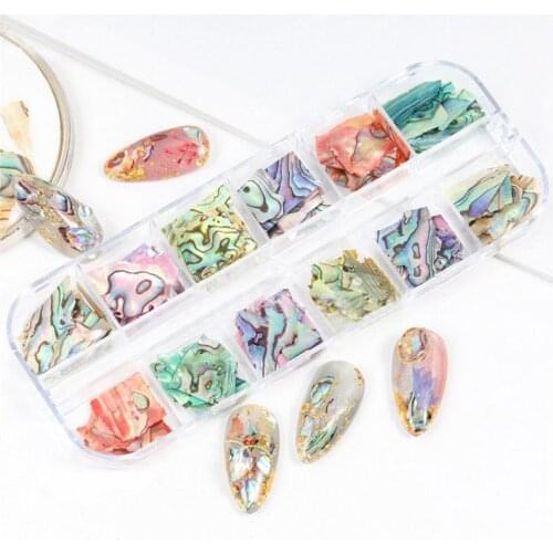 1 Box Abalone Natural Sea Shell Fragments Texture Nail Art Sequins Decoration Slice DIY Manicure Color-changing Nail Beauty Tool
